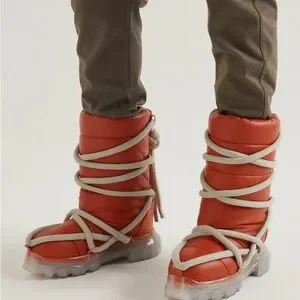 Rick Owens | Shoes | Rick Owens Orange Boots With Gray Laces  display picture 2